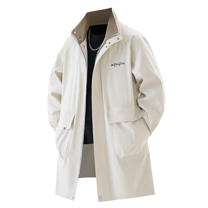 风衣大码男中长款春秋季新款美式休闲大衣胖子宽松加肥加大码外套