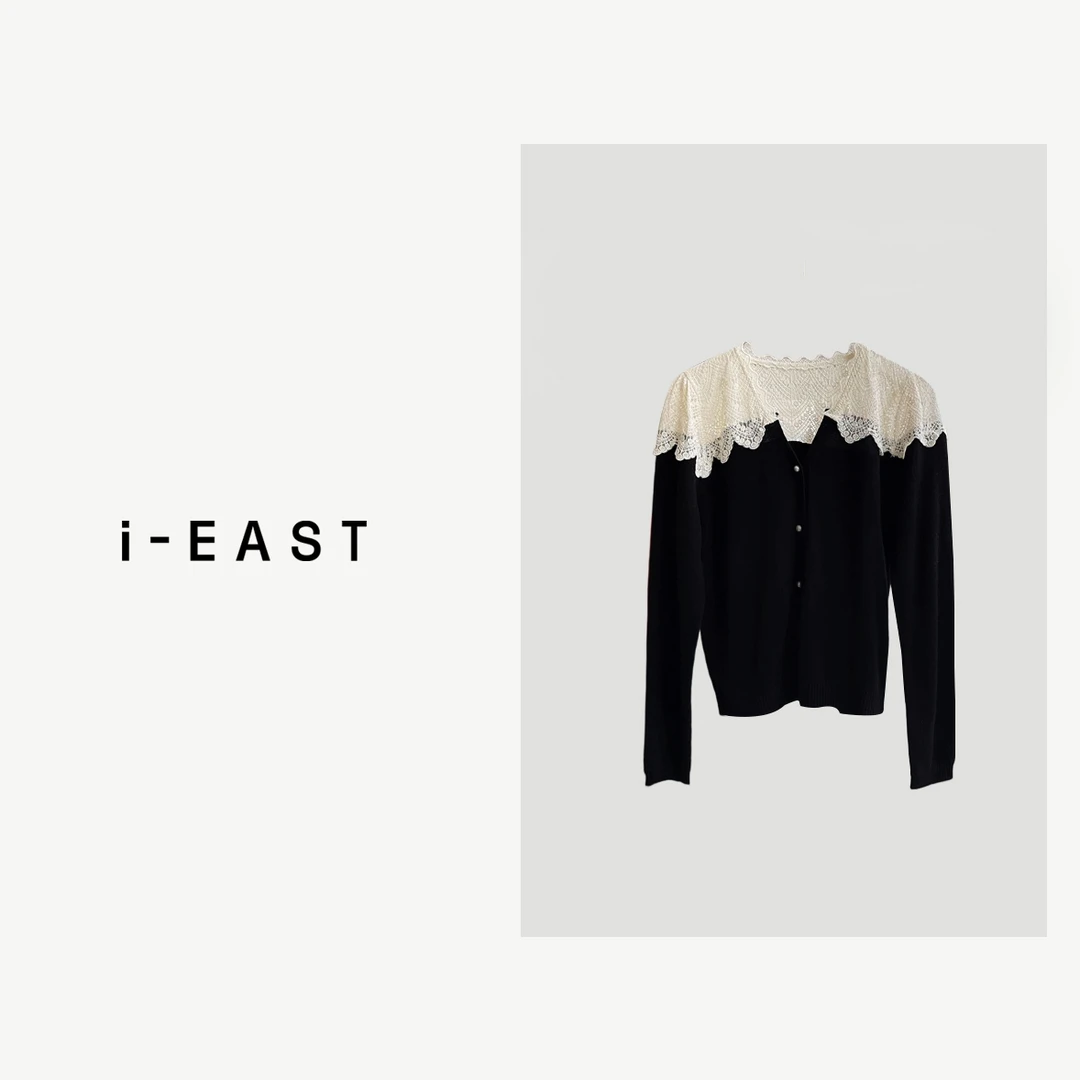 i-EAST 芝浦舒芙蕾~手工钩织蕾丝毛衫开衫-3D T12038