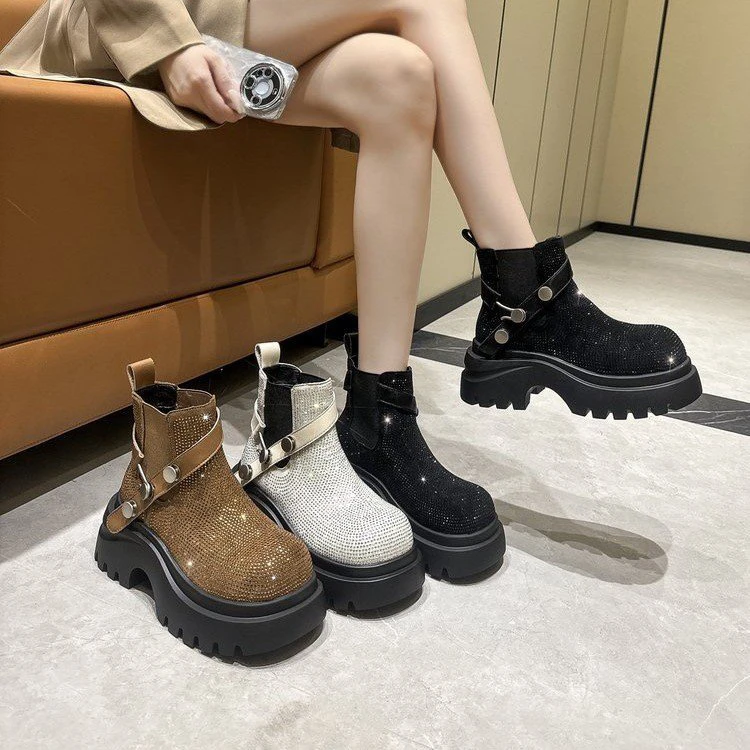 （退货补运费）秋冬短筒骑士靴短筒韩版春秋厚底防滑马丁靴夏季女