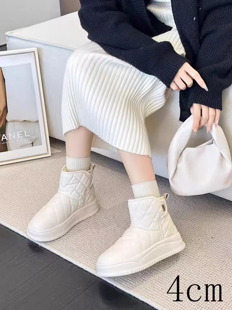 中跟纯色短筒保暖圆头时尚雪地靴时尚雪地靴棉鞋加厚1036