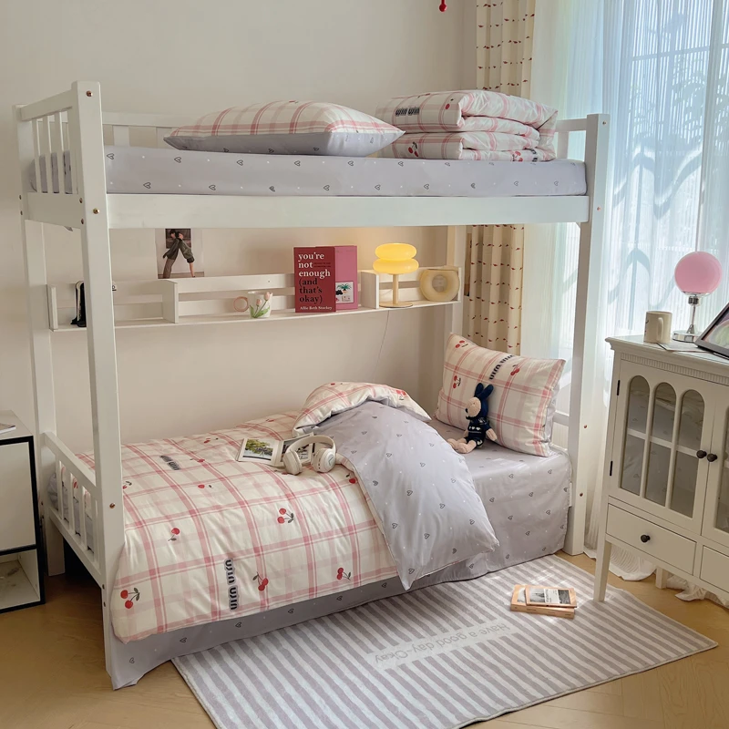 左柚家丨粉英几序  全棉小清新印花四件套纯棉学生宿舍床笠三件套