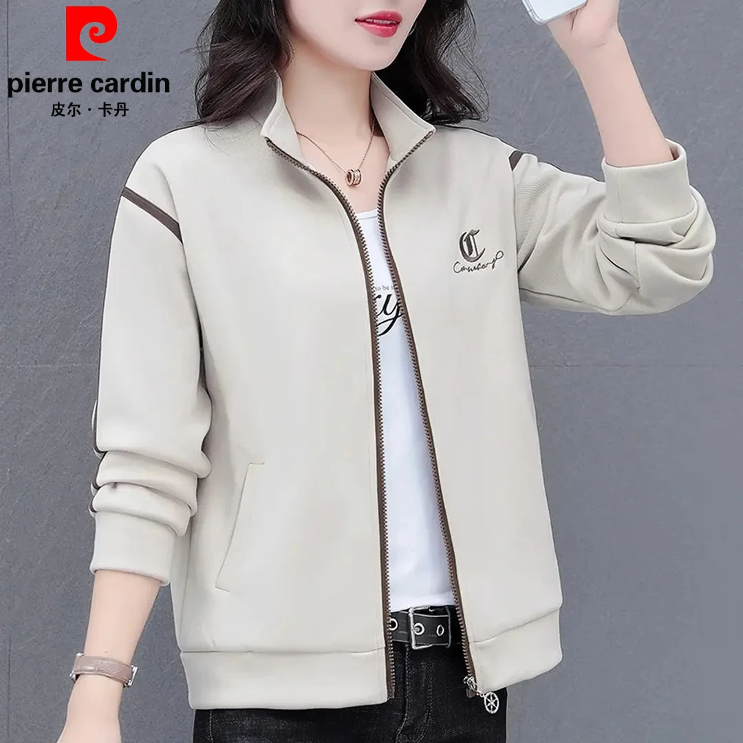 皮尔卡丹立领开衫卫衣外套女春秋款2025新款休闲运动女士上衣外套