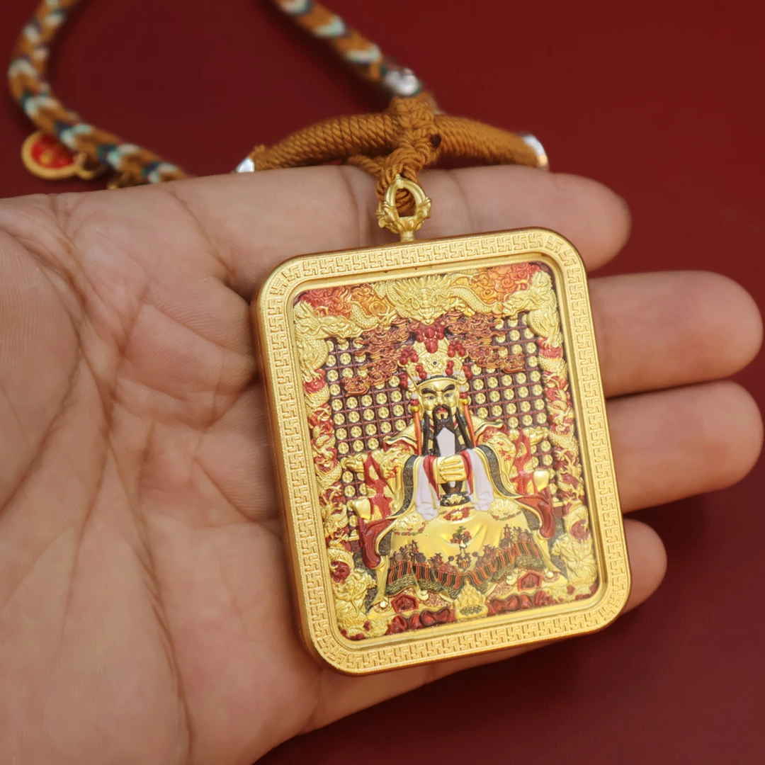 【师傅推荐】龙五爷唐卡文殊唐卡鎏金唐卡护身符吊坠黄铜镀金五路