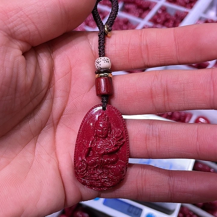 天然辰砂匆**年紫金砂普贤小号钥匙扣