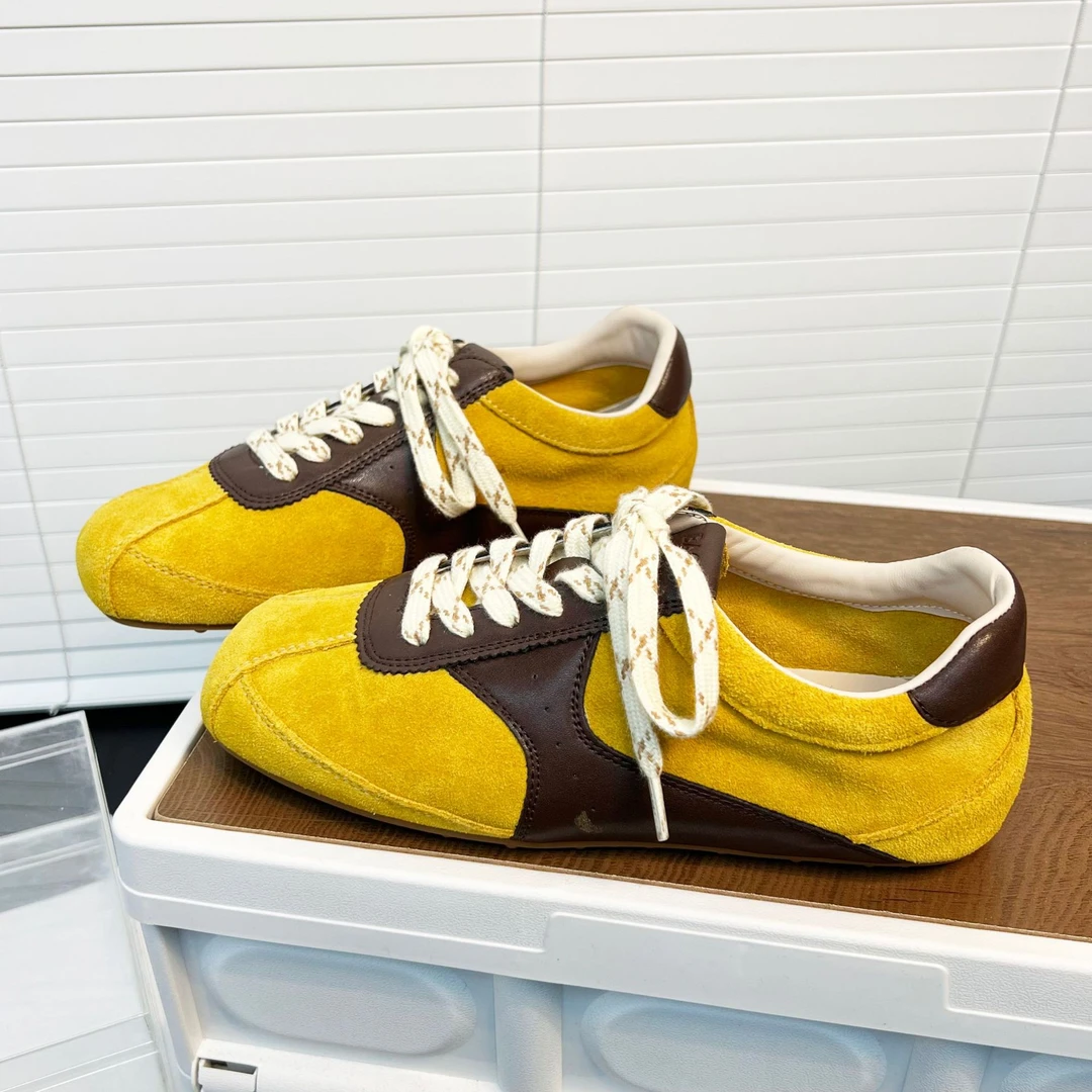 真皮德训鞋女2025春季新款时尚百搭增高休闲运动板鞋系带拼色单鞋