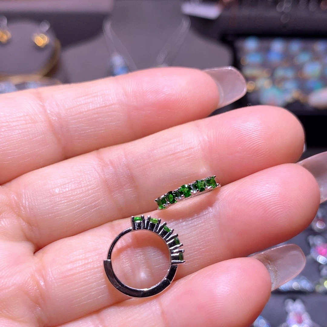 耳饰）透辉石银S925镶嵌