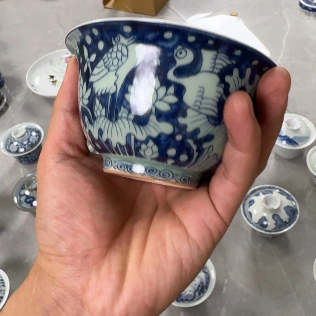 摆件古**王清釉一路连科碗身
