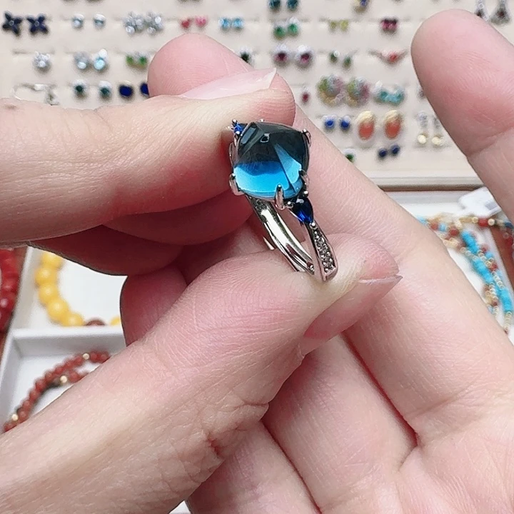 托帕石戒指银S925镶嵌戒指