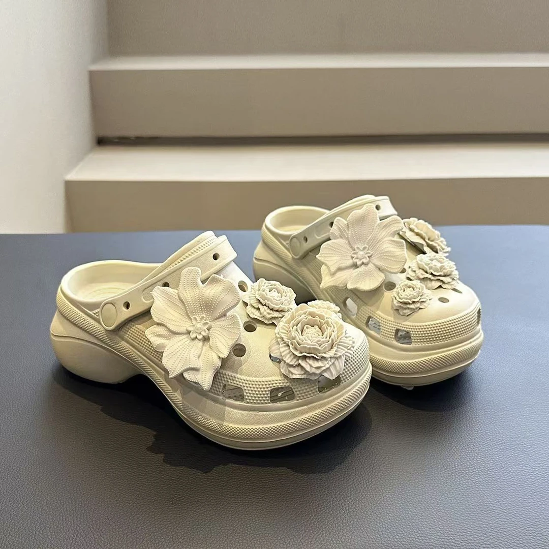 夏季美美哒~EVA软底防滑防水云朵厚底增高包头鞋女两穿沙滩鞋凉鞋