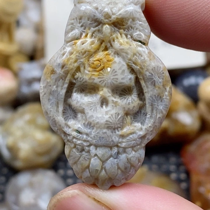 颈饰未镶嵌硅化珊瑚（珊瑚玉）有瑕 小