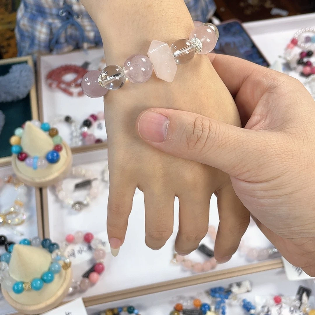 水晶手链银S925镀金镶嵌