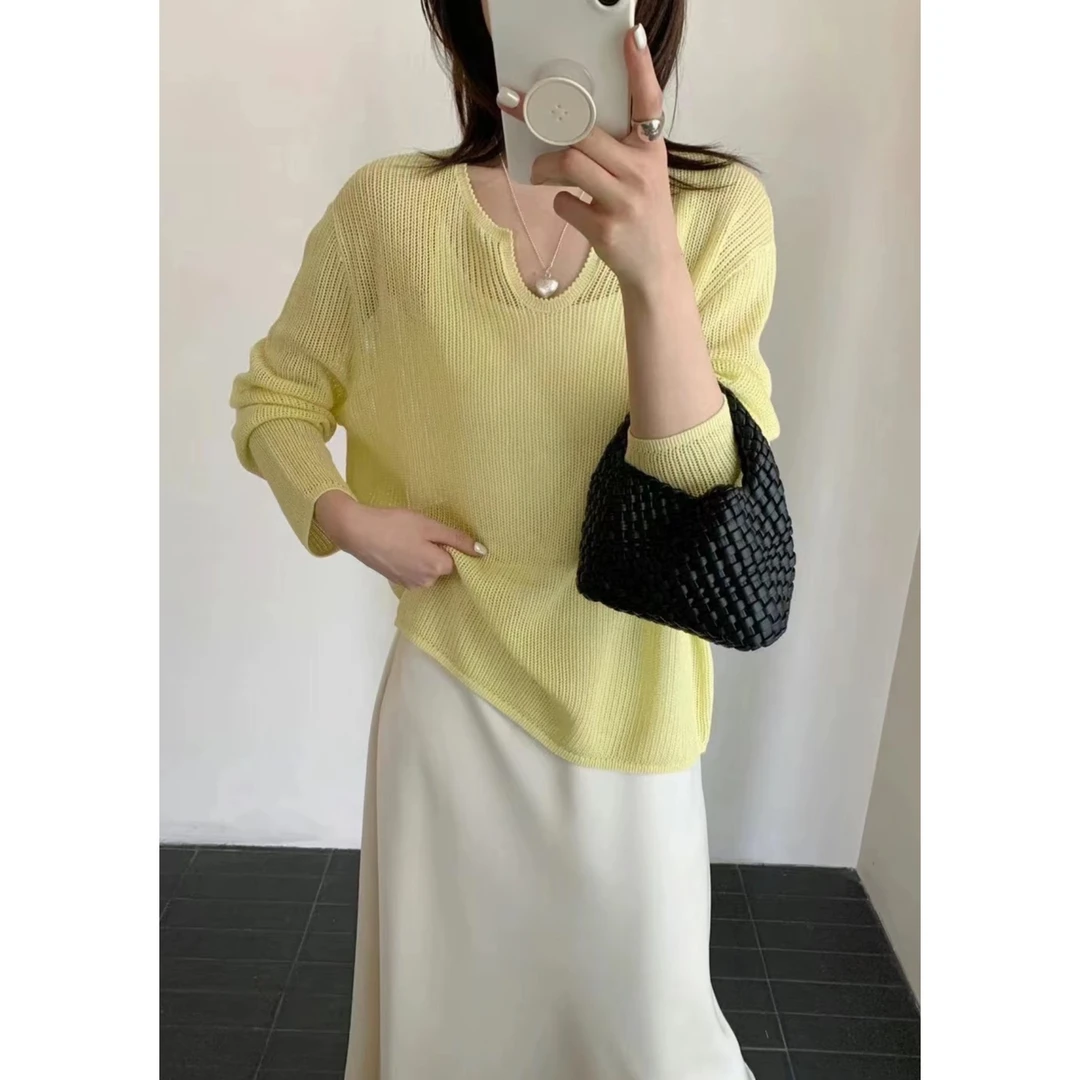 【大麦家201-268】夏季新款 天丝亚麻和纸沙气质甜美温柔韩系羊毛衫