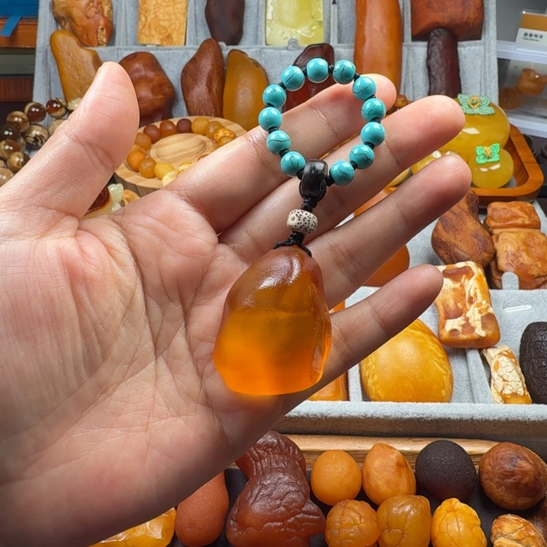 定制琥珀未镶嵌海漂原石手捻