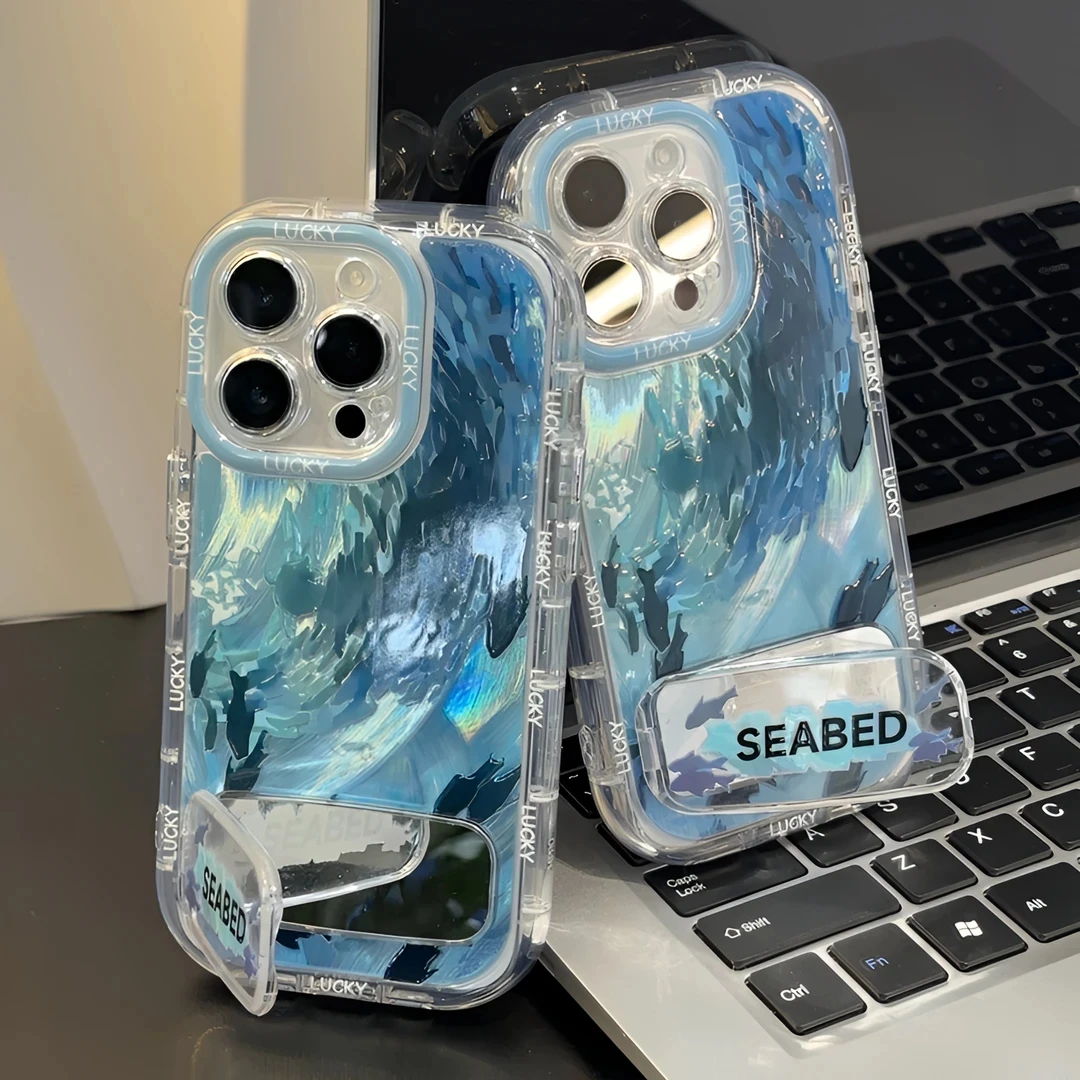 SMBLCE蓝色深海鱼群适用iPhone1615羽纱手机壳华为vivo小米oppo套