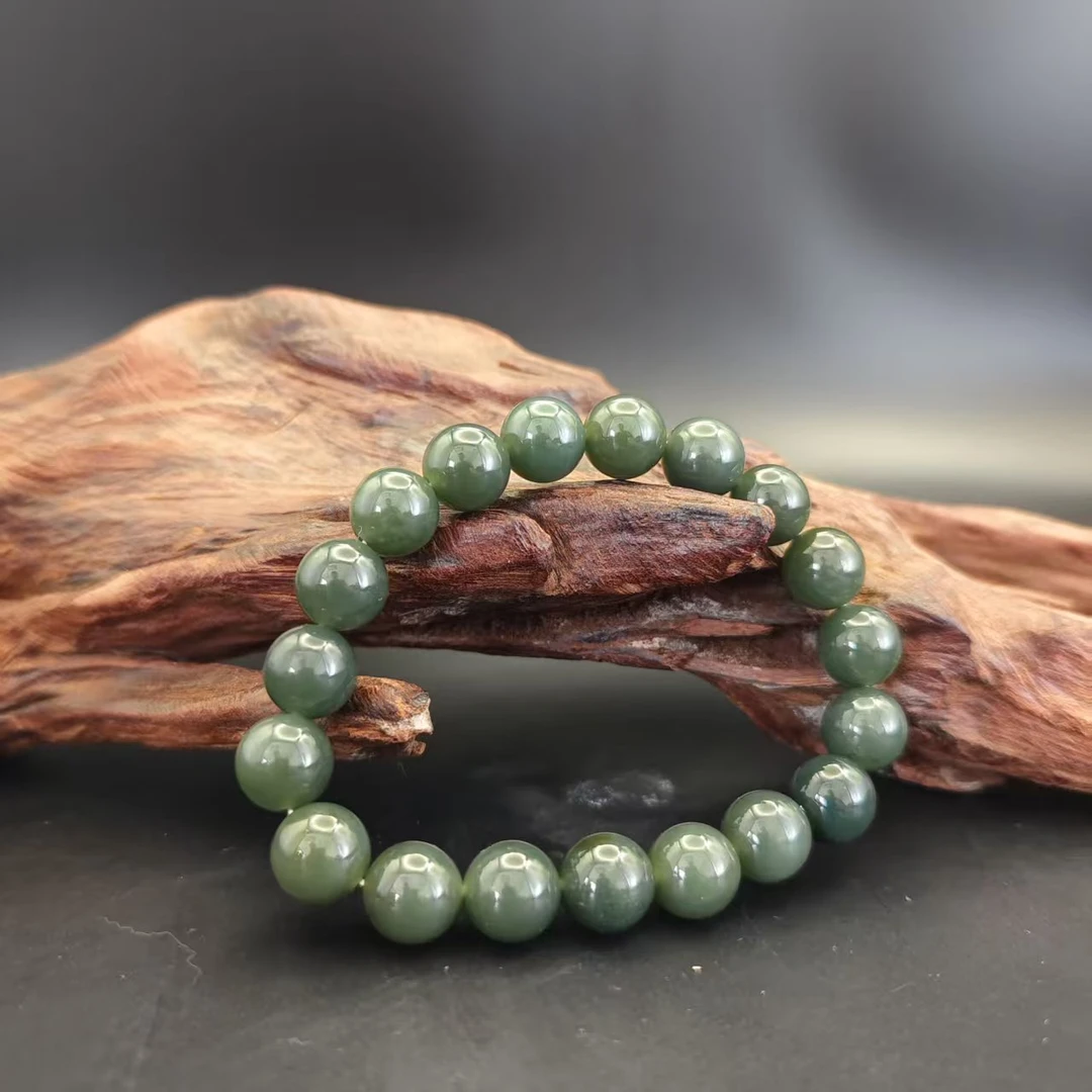 Q和田玉且末圆珠手串（卡10）0207