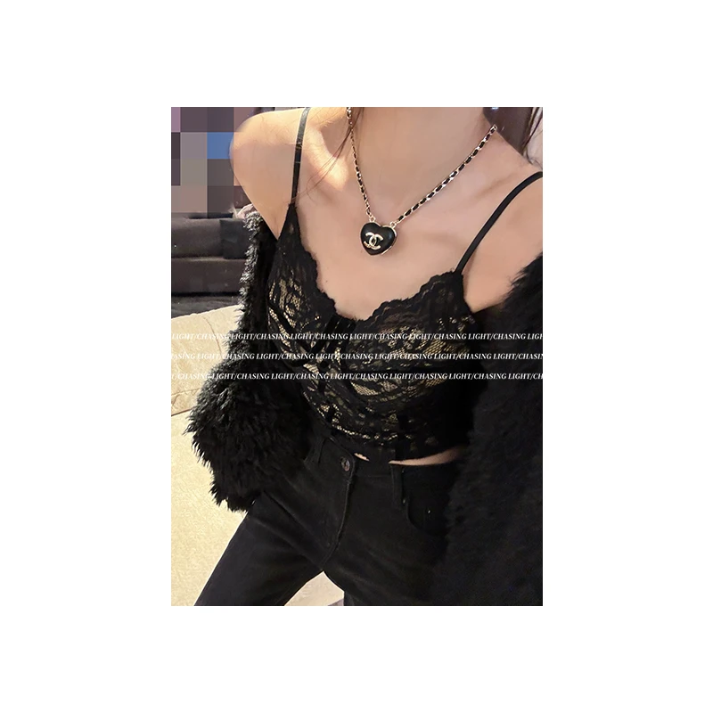 【CHASINGLIGHT】“甜心辣妹背心”蕾丝拼接修身吊带 C1451/206号