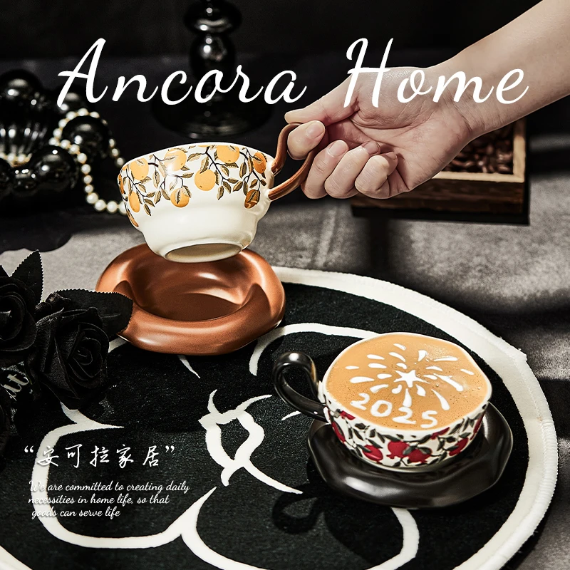 高级感咖啡杯碟套装ins风女生陶瓷杯子家用早餐杯下午茶杯喝水杯