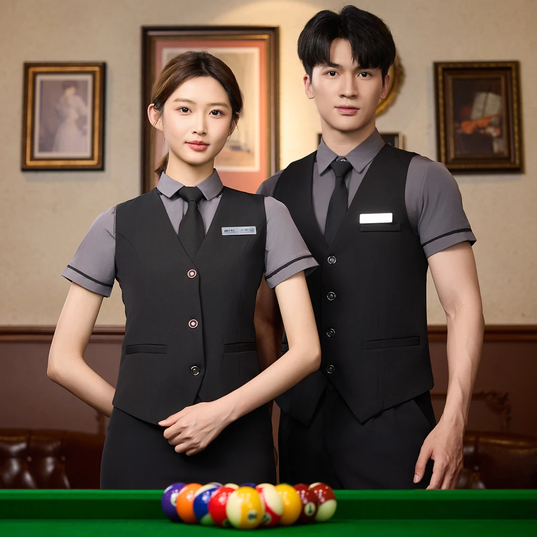 酒店餐饮KTV服务员工作服短袖女茶餐厅饭店奶茶网咖啡春夏工装男