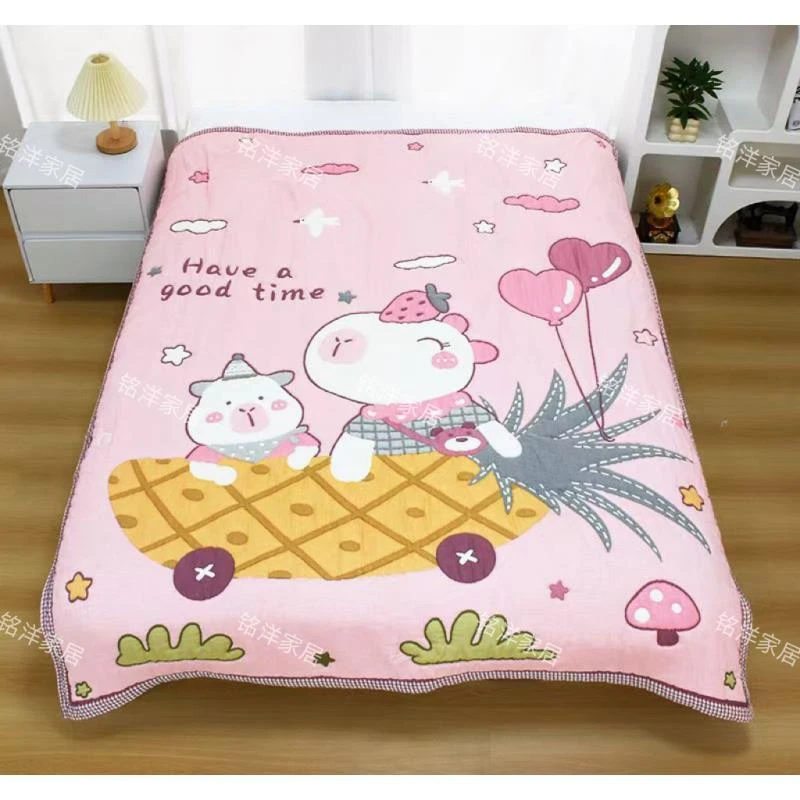 【卡皮菠萝车】 200cm x 230cm 纯棉多功能轻奢超柔轻奢泡芙被