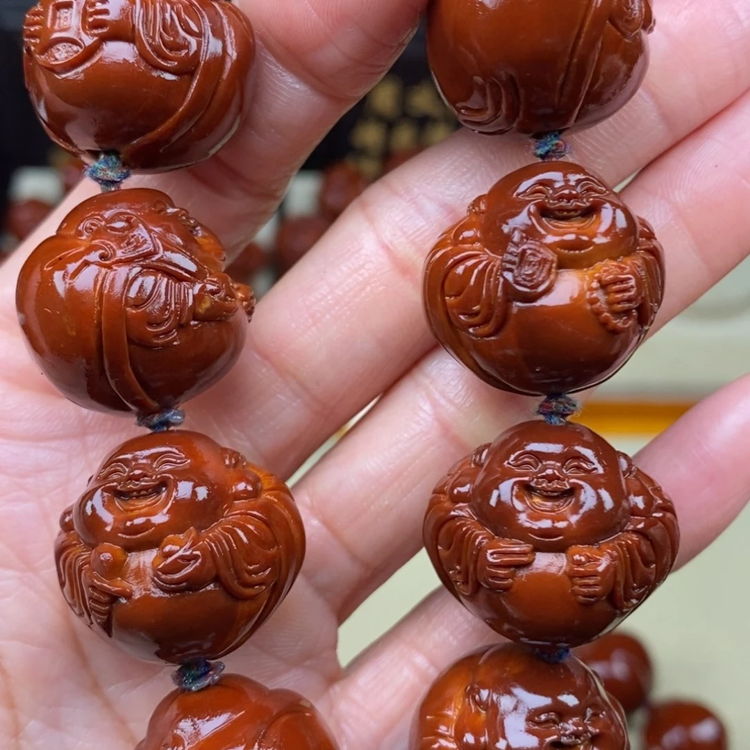 努***力吊坠橄榄核八宝弥勒