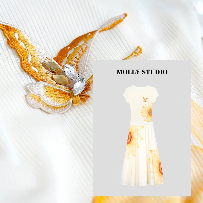 【一见倾心】Molly新中式上衣短袖夏季时尚女士套装两件套M2610908