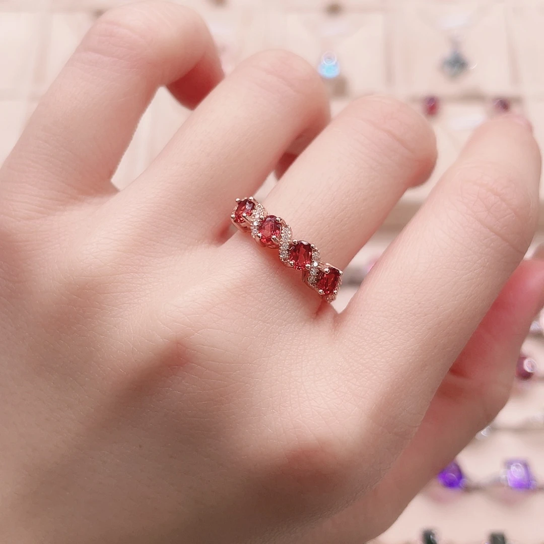 戒指银S925镶嵌石榴石开口