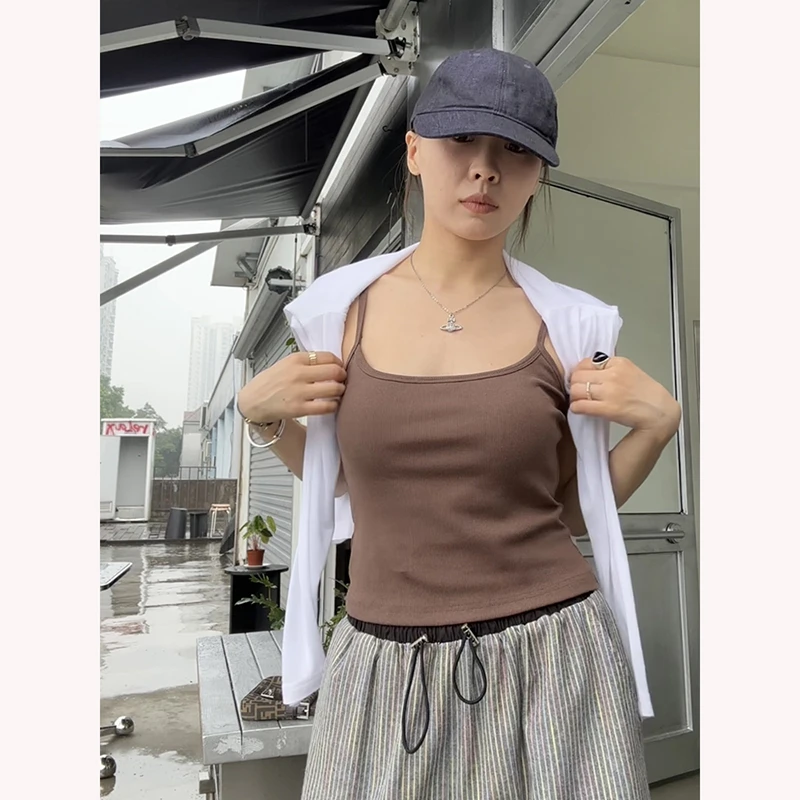 【No退No换】Our2【吊带背心带胸垫】显瘦无袖背心吊带【B7361】