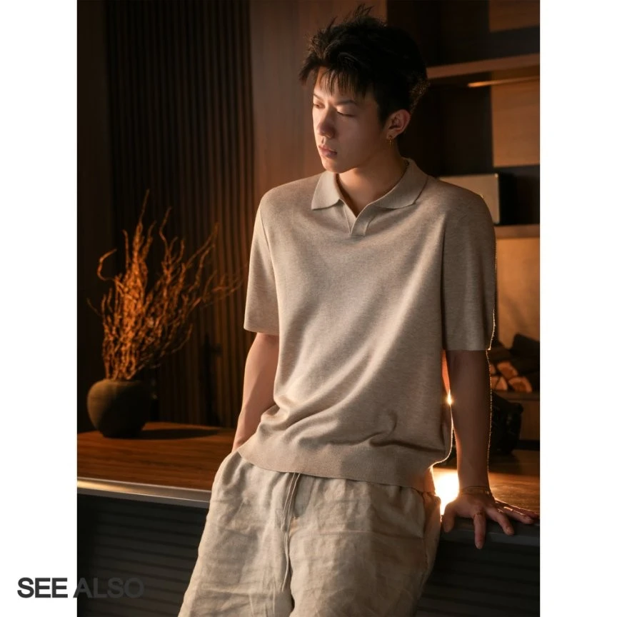 SEE ALSO『18针超精纺』桑蚕丝绵羊毛松弛新贵海鸥领针织短袖SA102