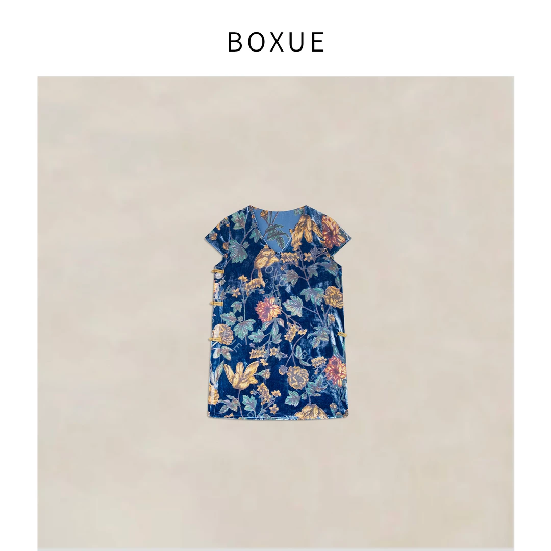 BOXUE”舒颜”2025夏季新款新中式小花轻奢 T恤#250608T2222