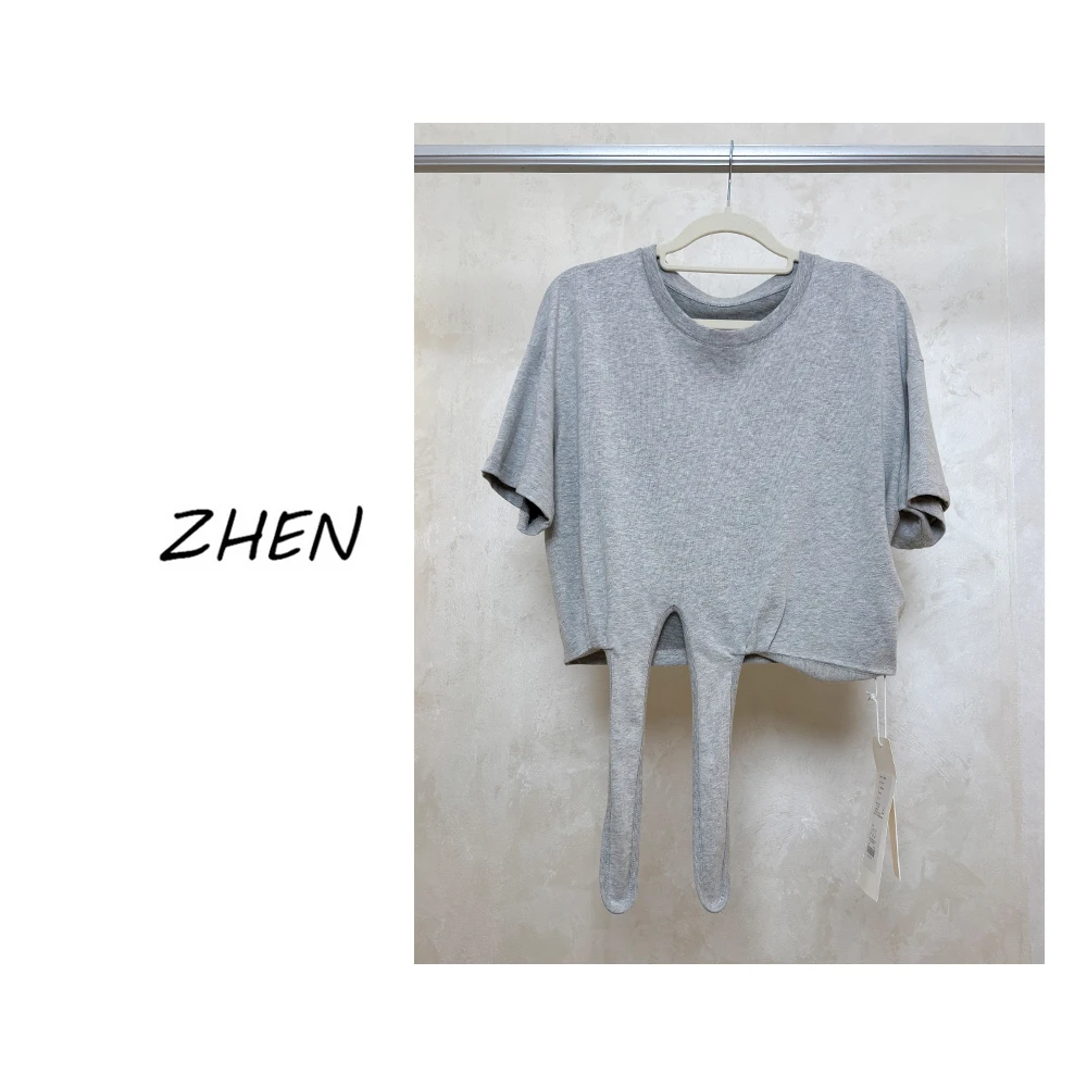 【ZHEN】25K00697 2025新款修身显瘦气质小众设计师款短袖T恤打底