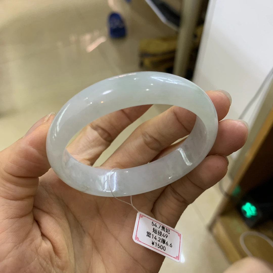 54.7圈贵妃短径49正圈52-53可带天然缅甸翡翠A货手镯宽板无裂微瑕