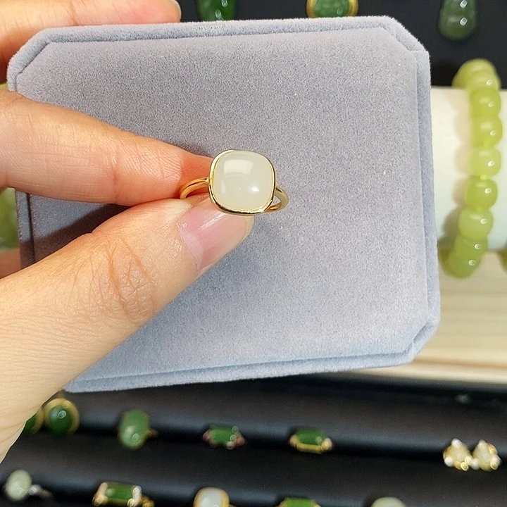 和田玉银S925镶嵌戒指