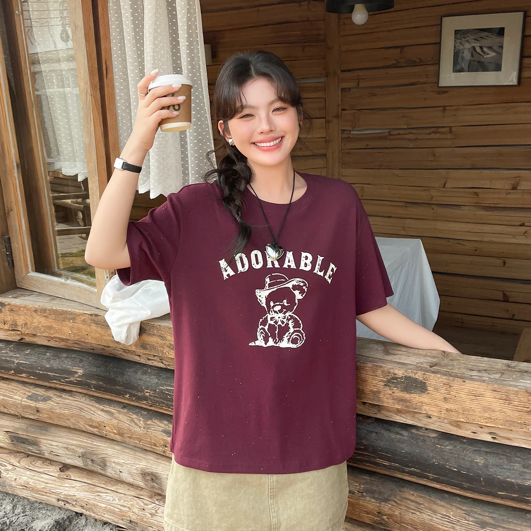 【现现专场】大码胖mm巨显瘦短袖宽松慵懒风夏季女装超好看单穿t恤