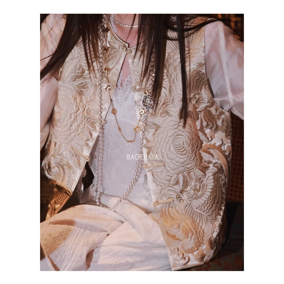 2-【凤蝶马甲】宝儿家含幂BJ69125102春季新款凤蝶纹新中式醋酸马甲