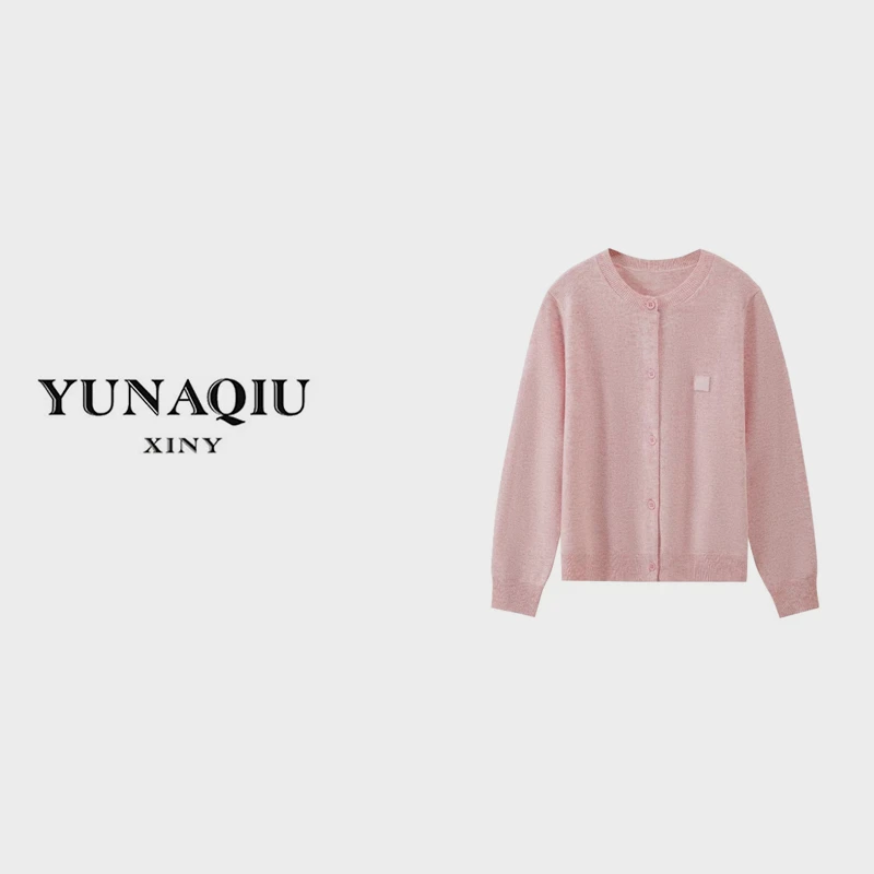 YUNAQIU-秋季简约纯色休闲圆领时尚百搭长袖针织衫-8664