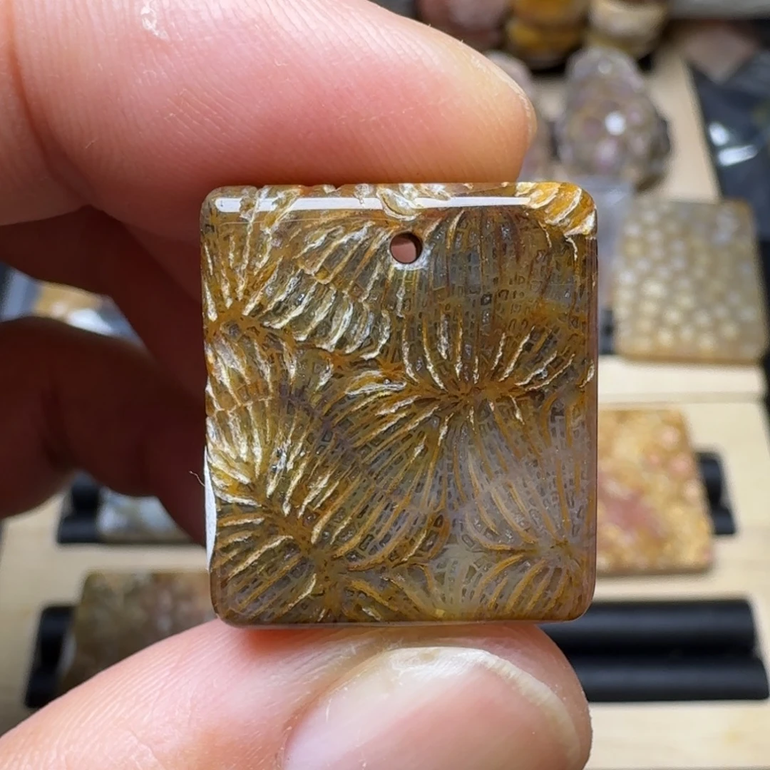 硅化珊瑚（珊瑚玉）未镶嵌纯天然有机玉石保真色