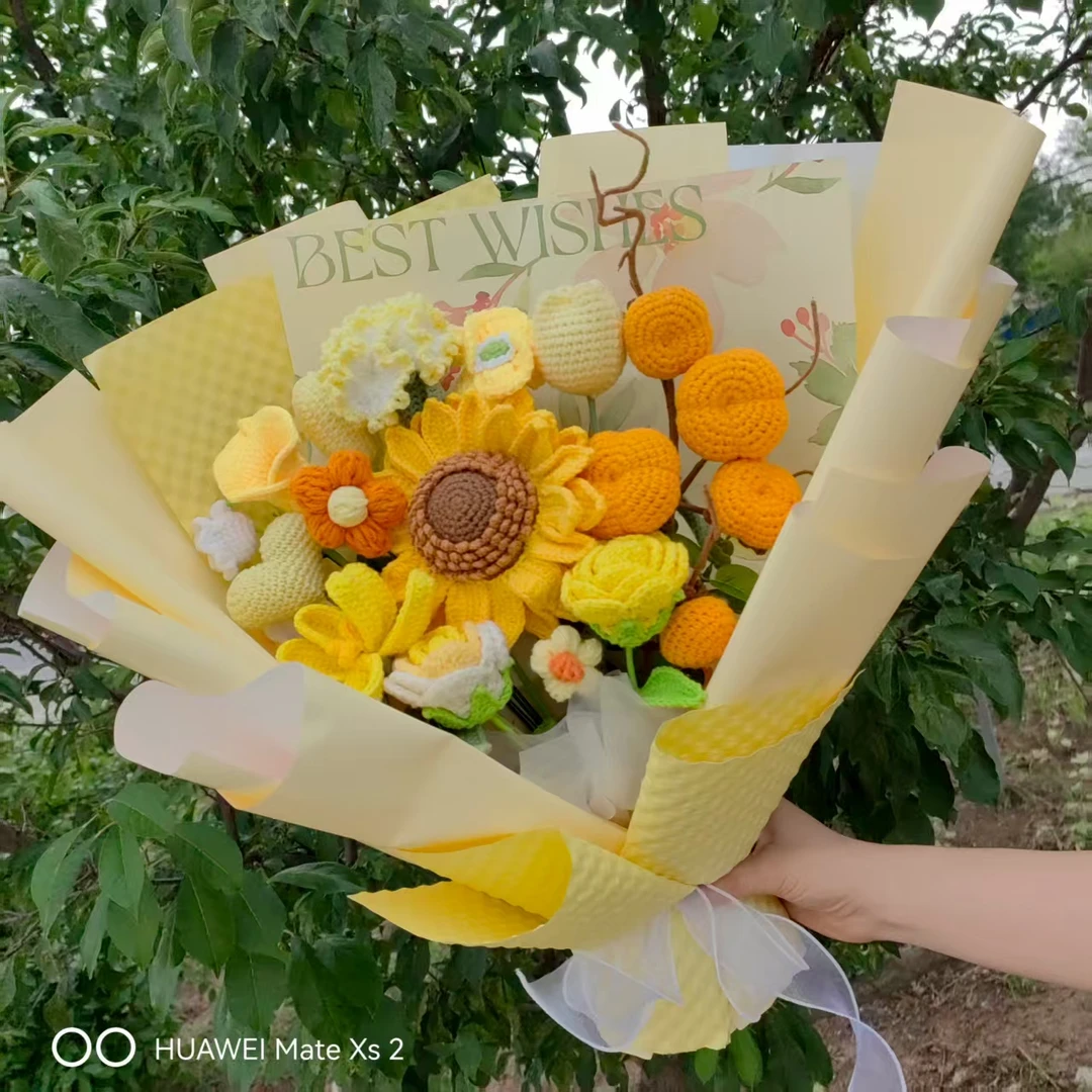 手工钩织编织毛线永生花向日葵花感谢师恩教师节生日定制礼品