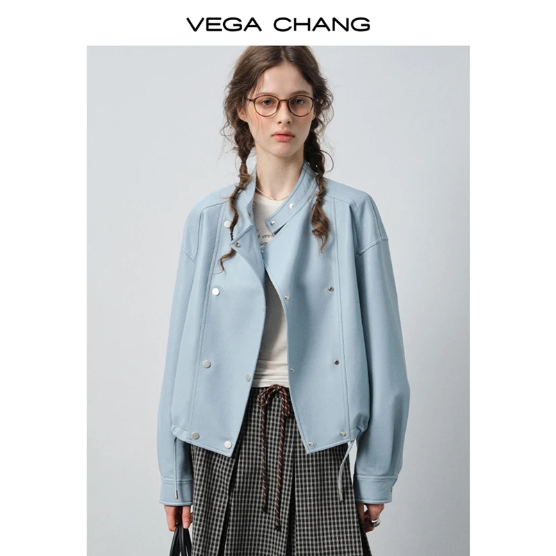 VEGACHANG【酷飒风范】皮衣女2025新款秋季机车风短款外套0160LW