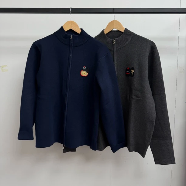 男士立领纯色羊毛混纺针织衫外套