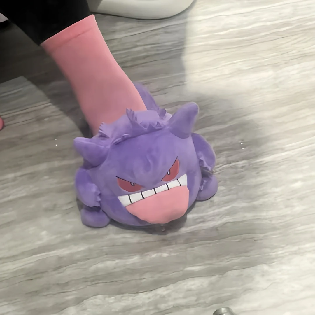 耿鬼毛绒拖鞋抽象包头棉拖秋冬季搞怪可外穿保暖棉拖鞋居家地板拖