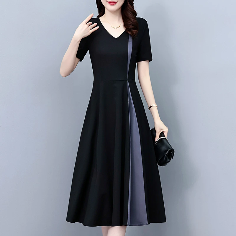 大码女装胖短袖修身显瘦中长款连衣裙子夏季新款