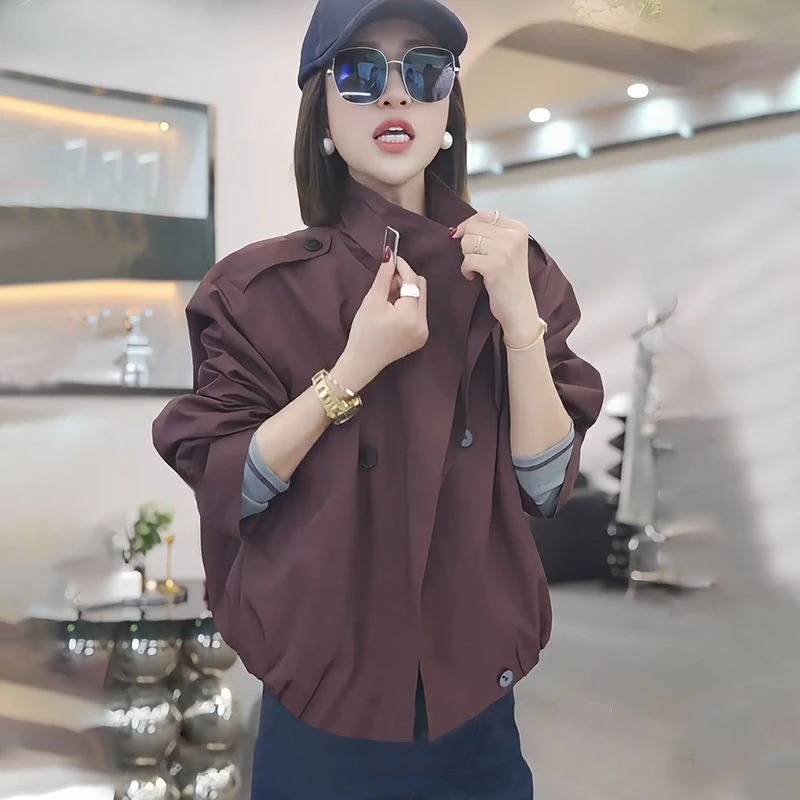 甜酷遮肉百搭大码翻领夹克开衫女春秋元旦跨年节日氛围感短风衣潮