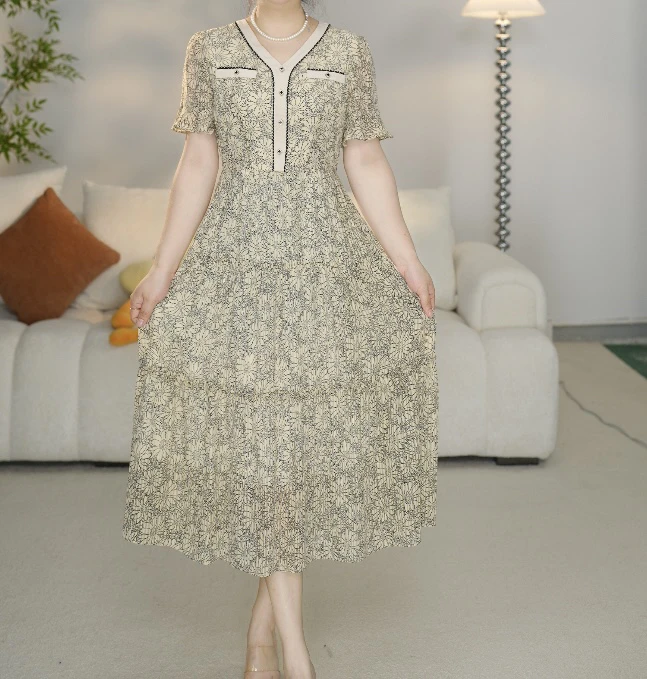 2053连衣裙大码时尚显瘦夏季法式
