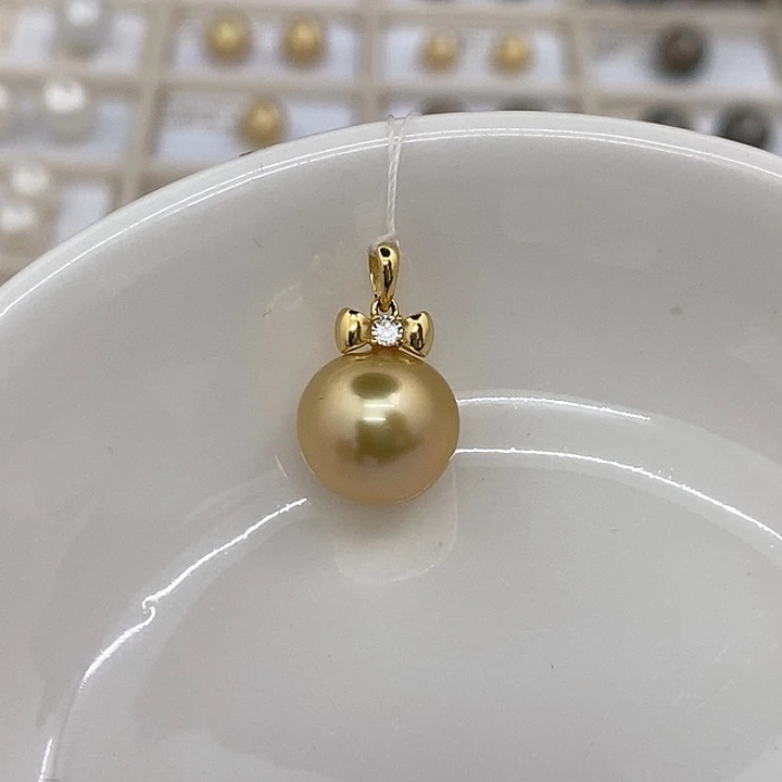 银S925镶嵌吊坠(不含链)海水珍珠浓金12.2