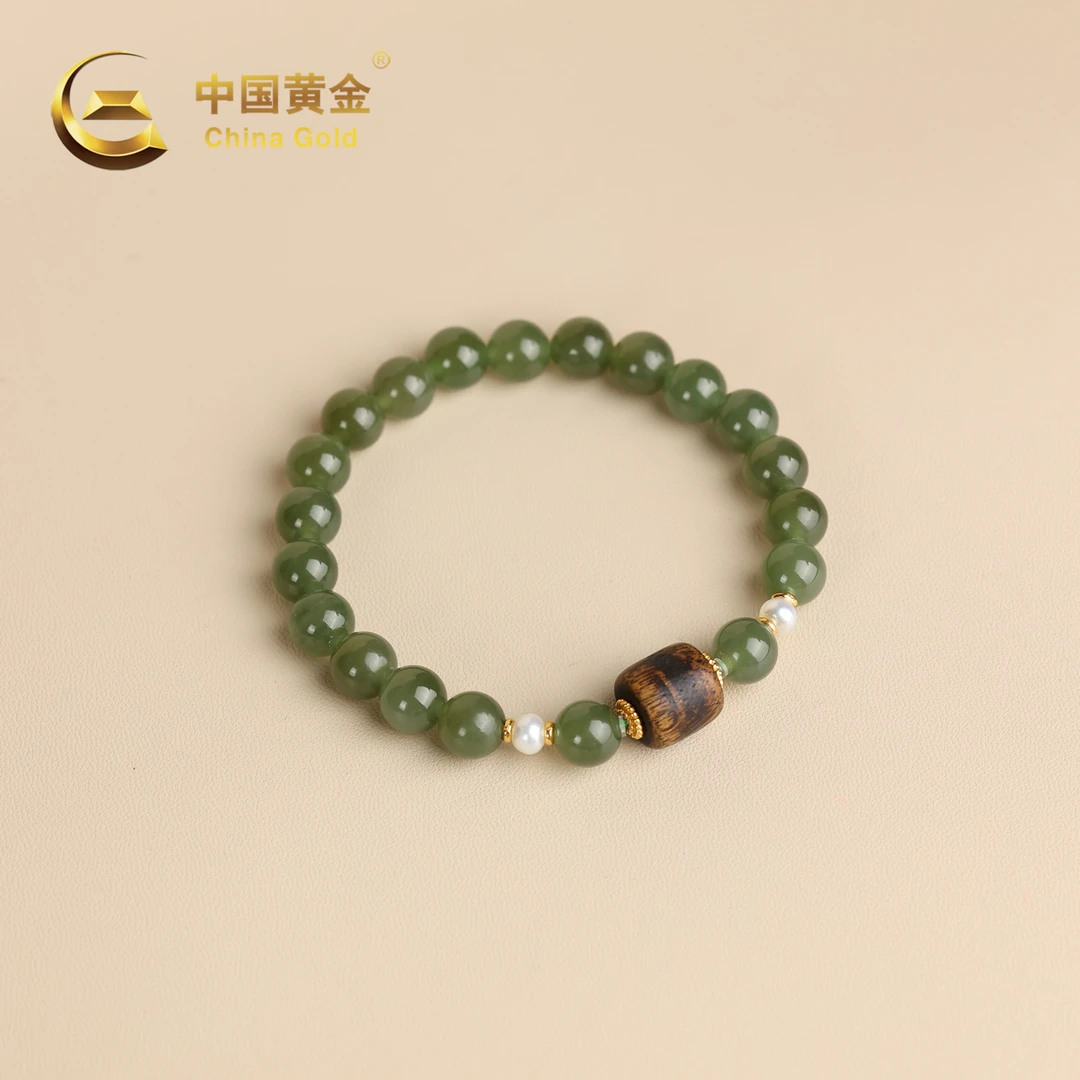 【中国黄金】雅欣 | 和田玉*手串*S925银镶嵌-S3920-Y