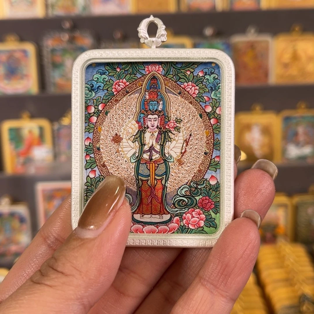 吊坠用**音千手青海热贡唐卡