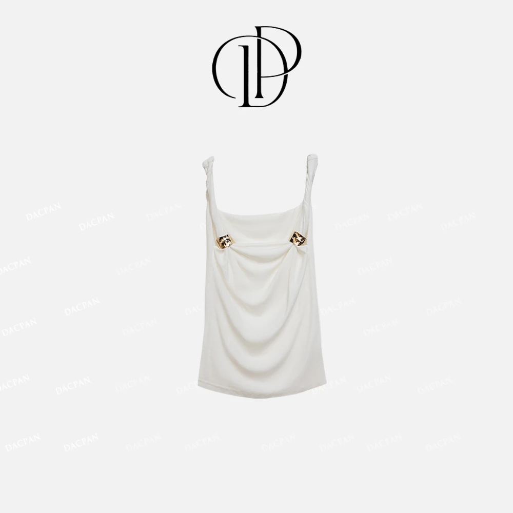 DACPAN-“轻熟美女”金属扣百搭背心小上衣 2025/盼·PP 68004