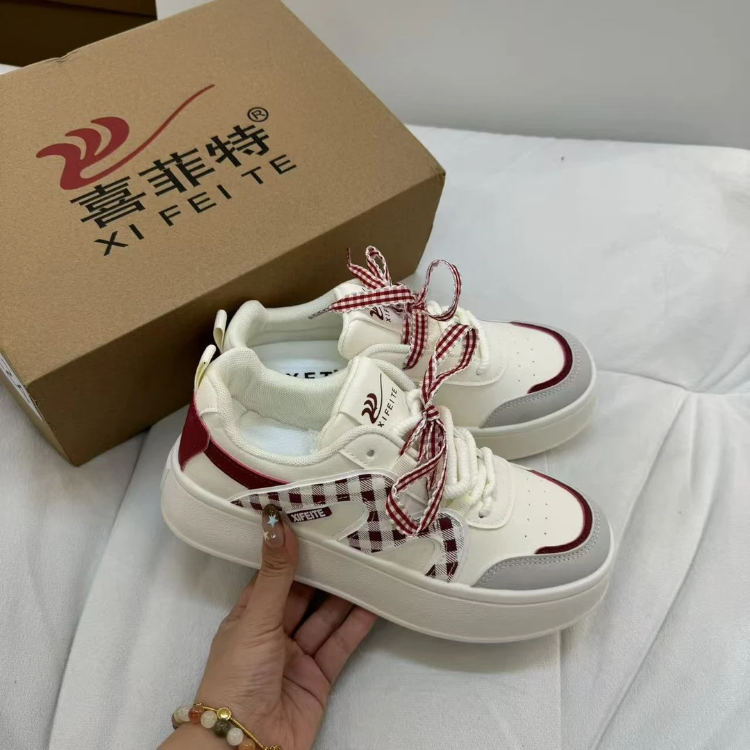 喜菲特板鞋樱花ins休闲板鞋拼色厚底-XY072