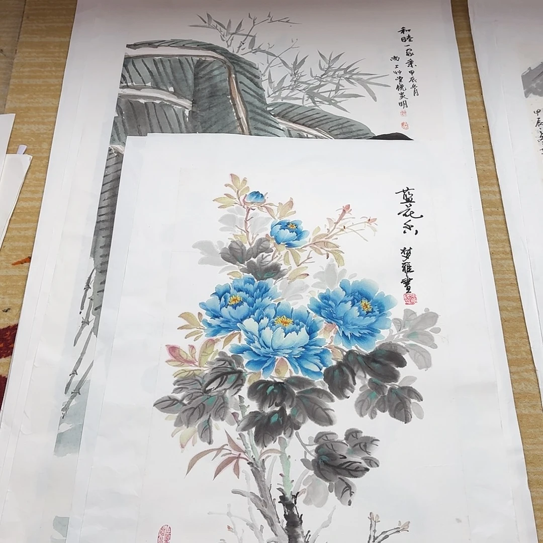 国画80.50尺幅手绘作品