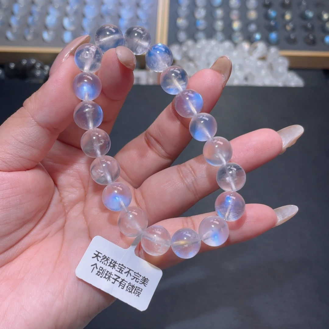 不***走手链长石未镶嵌蓝月光手链10mm+